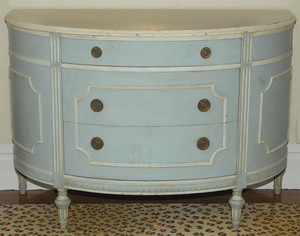 French Painted Demilune Commode/Buffet For Sale